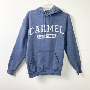 Teemax Carmel California Grey Blue Graphic Spellout Hoodie Sweatshirt Size S